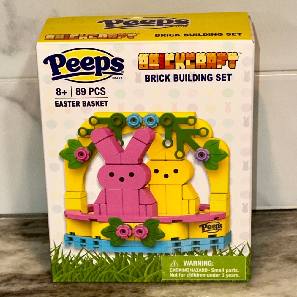 BrickCraft PEEPS Easter BASKET Brick Building SET  Pink and Yellow Bunny 89 Pcs